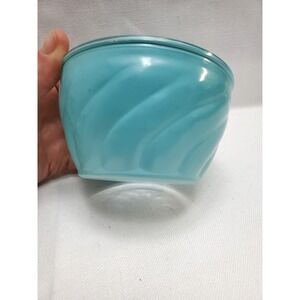Vintage Sue Bee Honey Glass Swirl Bowl Turquoise Blue MCM-Stunning!!!
